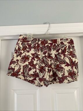 LOFT Paisley Print Shorts in Cream and Burgundy